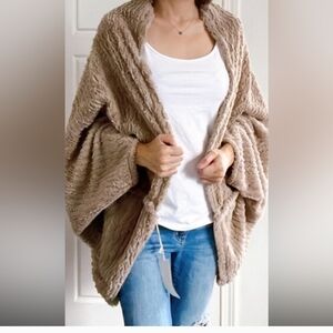 Cozy Tan Faux Fur Shawl